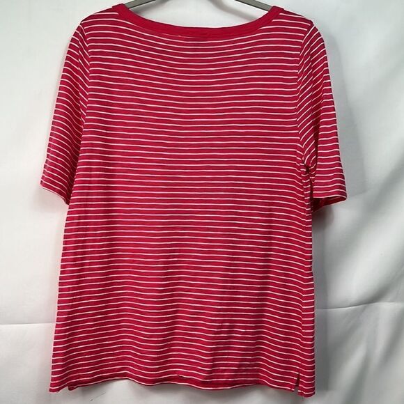 Talbots fuchsia pink and white boat neck short sleeve knit top EUC - Picture 7 of 12